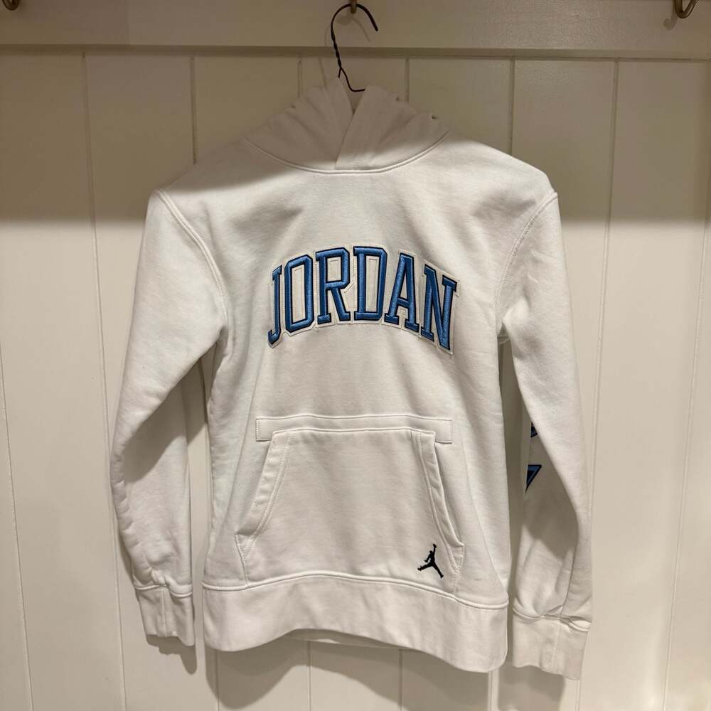 Jordan See Me Shine Pullover Grade School Hoodie White Blue